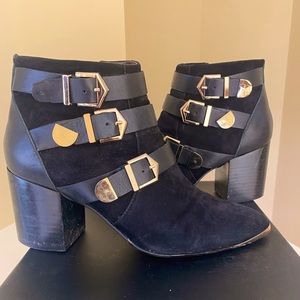 Black Leather Suede booties